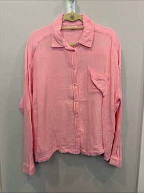 eesome Pink Gauze Button-Down Shirt